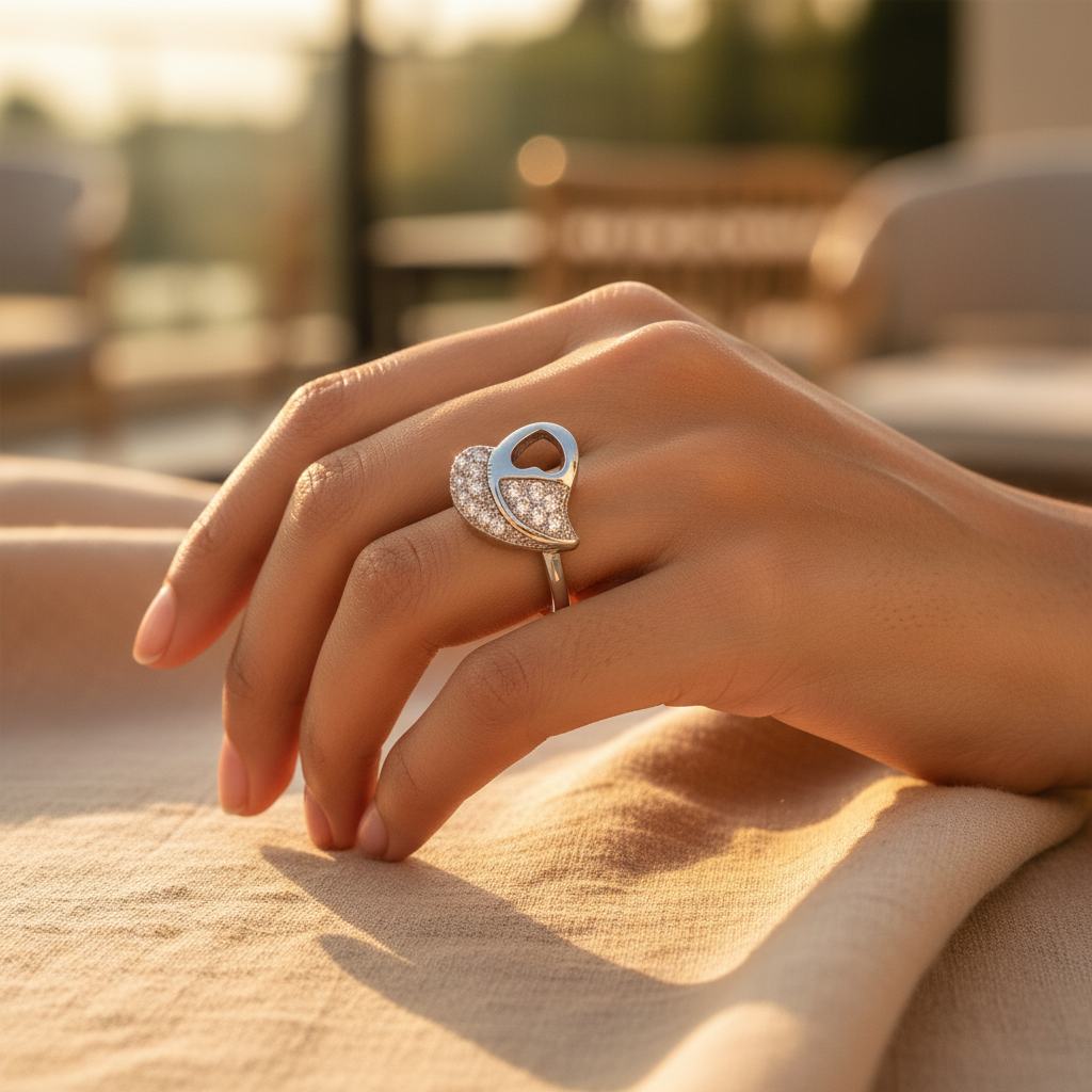 925 Silver Heart Ring with Cubic Zirconia | Women's Ring