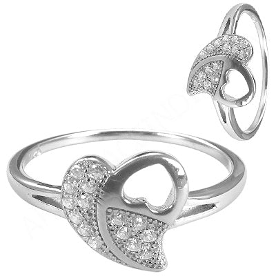 925 silver heart ring with cubic zirconia | women's ring