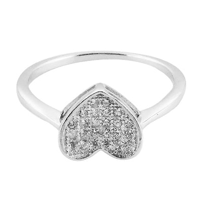 925 Silver Heart Ring with Cubic Zirconia | Women's Jewelry