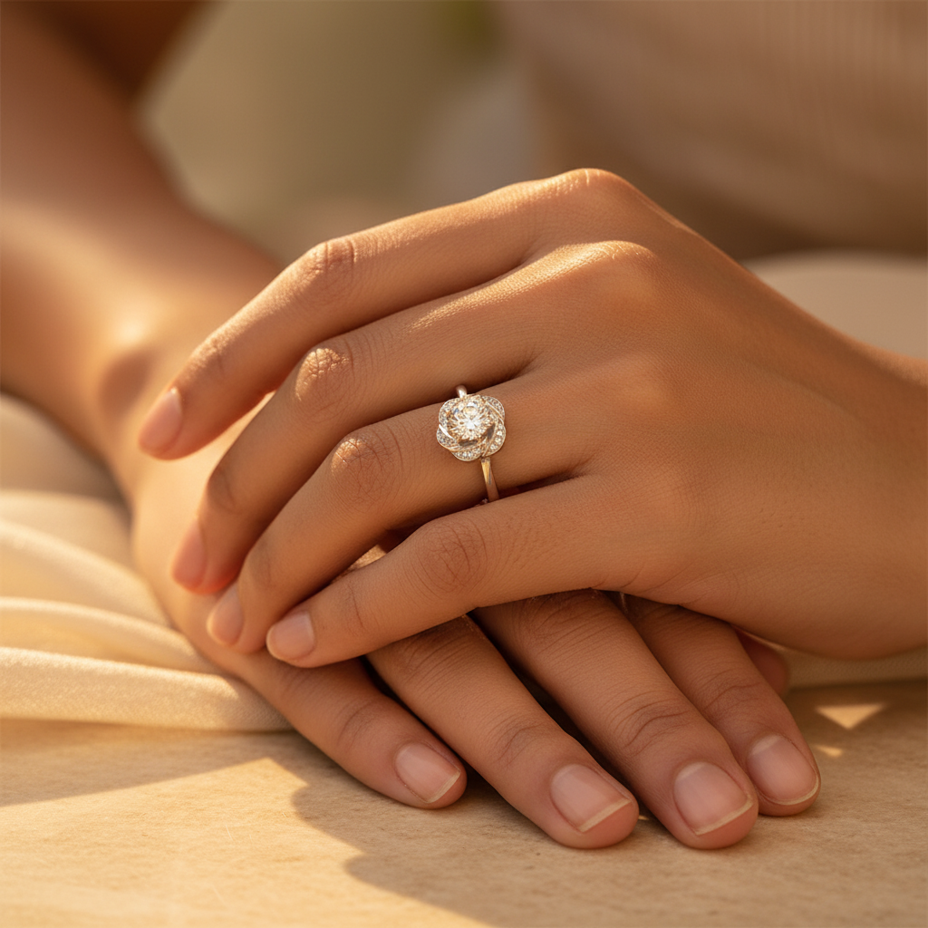 Silver Diamond Ring for Women | Engagement | Gift