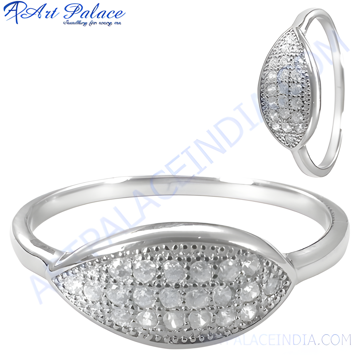 Sterling silver pave ring with sparkling gemstones, a perfect gift for women
