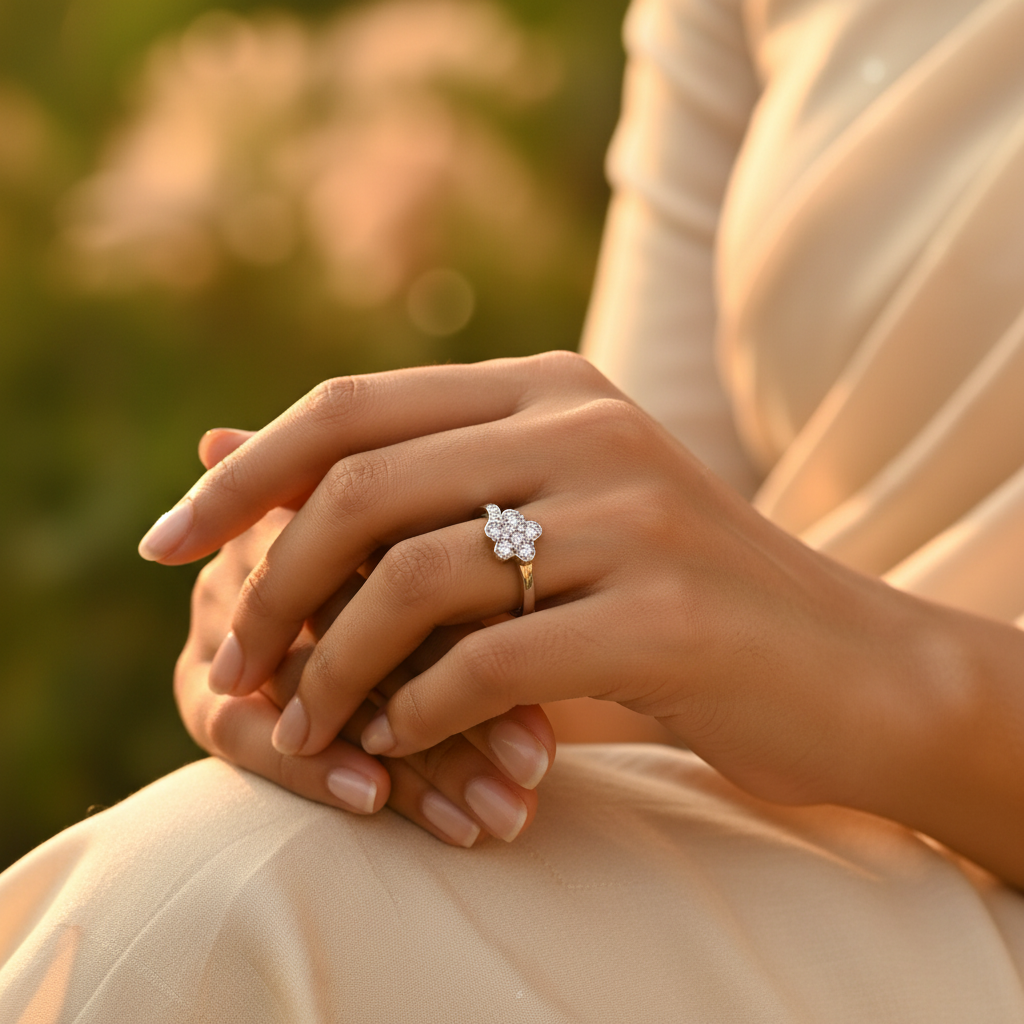 Silver Flower Ring for Women | Cubic Zirconia | Daily Wear