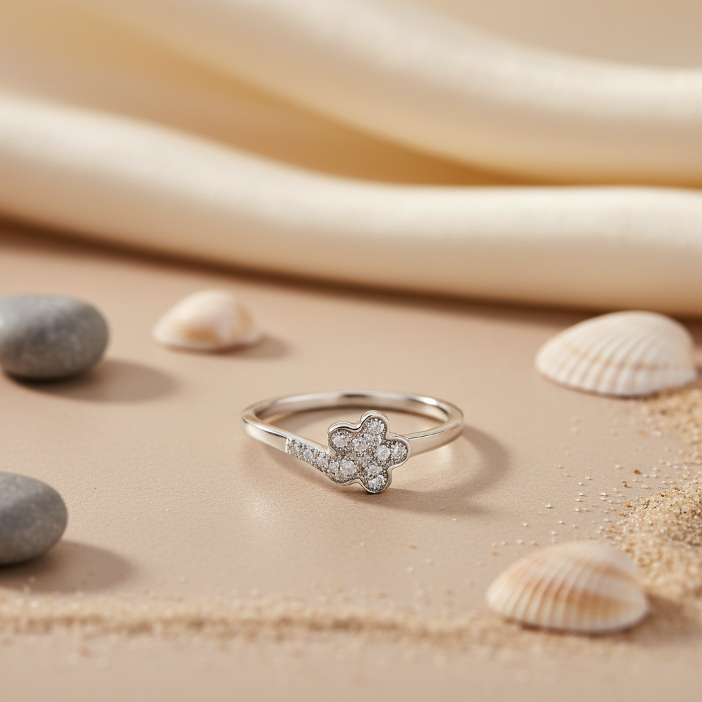 Silver Flower Ring for Women | Cubic Zirconia | Daily Wear