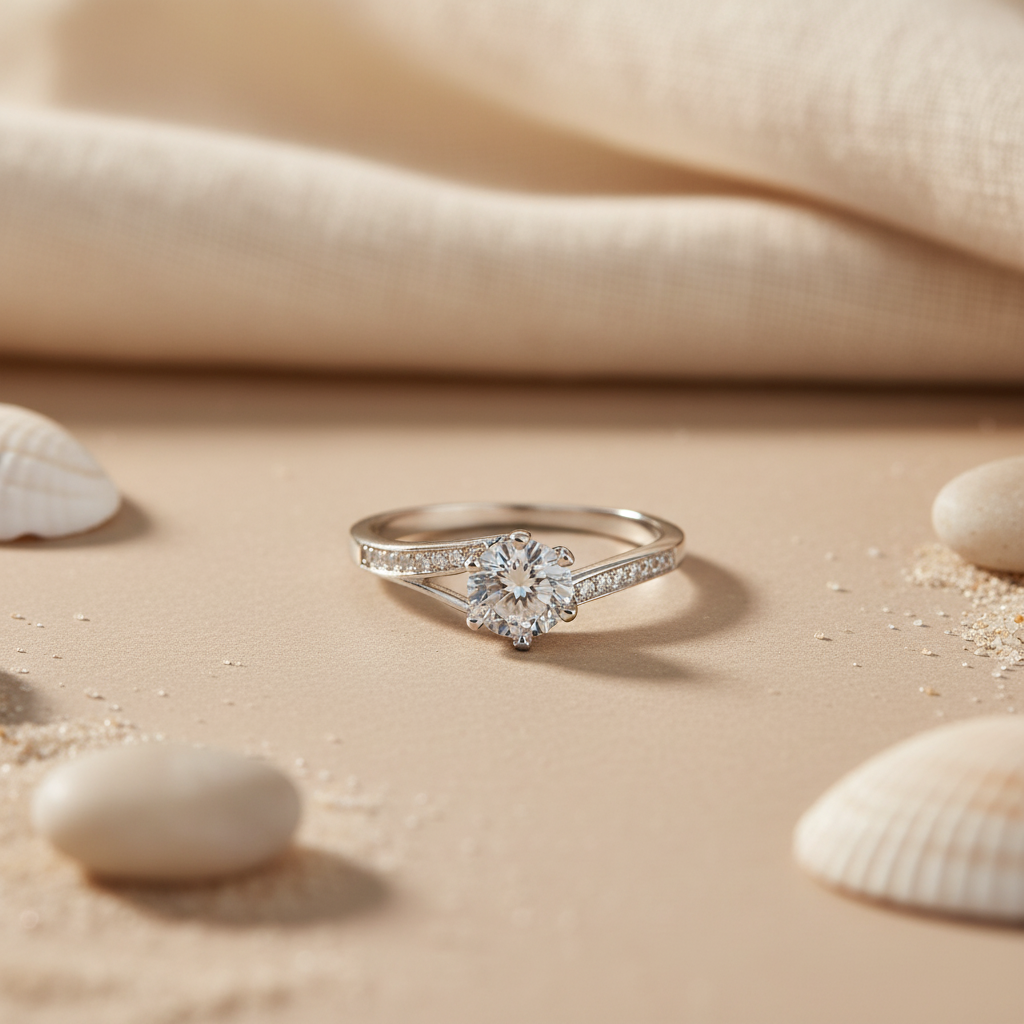 Silver Solitaire Engagement Ring | Cubic Zirconia | For Women