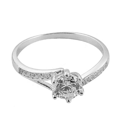 Silver solitaire engagement ring | cubic zirconia | for women