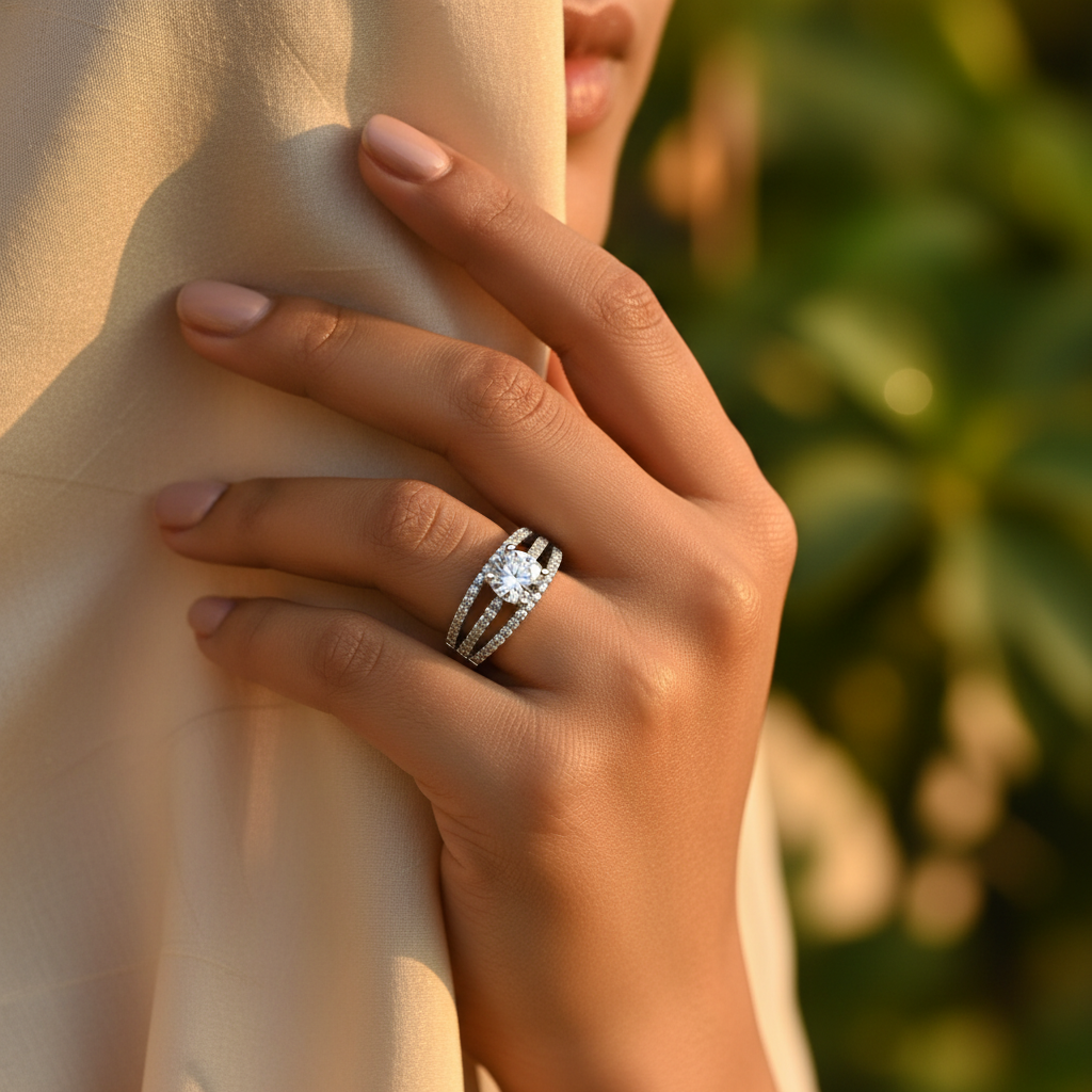 925 Silver Cubic Zirconia Ring | Women's Engagement Ring Gift