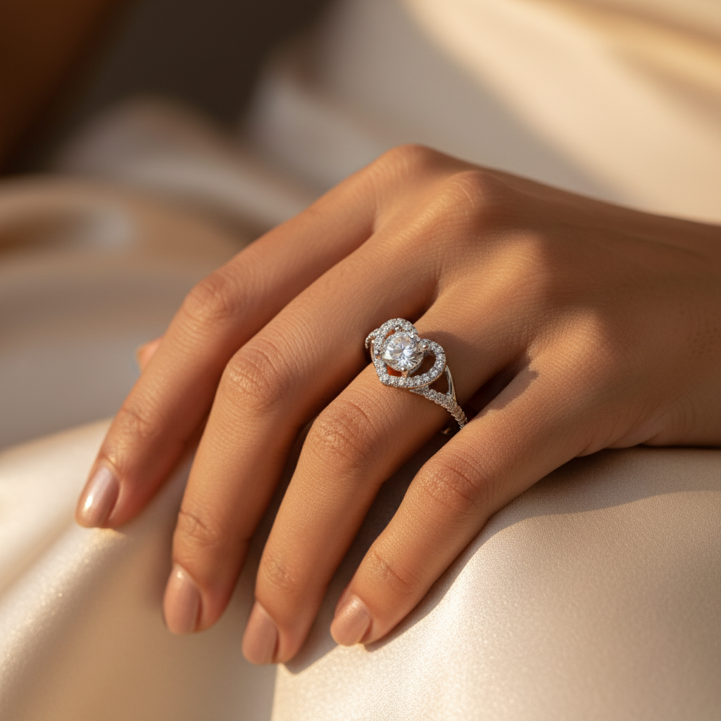 925 Silver Heart Ring with Cubic Zirconia | Women's Ring