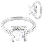 Load image into Gallery viewer, 925 Silver Princess Cut Ring | White Cubic Zirconia | For Women
