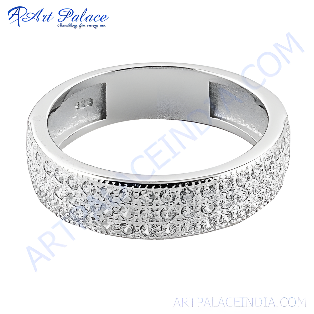 925 sterling silver ring with pave-set clear cubic zirconia stones.