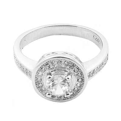 925 silver cubic zirconia halo ring for women | gift