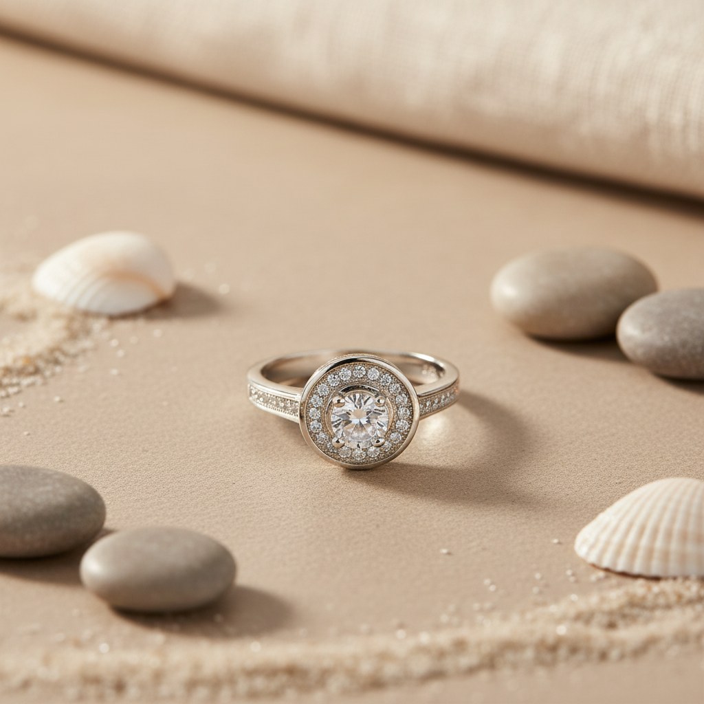925 Silver Cubic Zirconia Halo Ring for Women | Gift