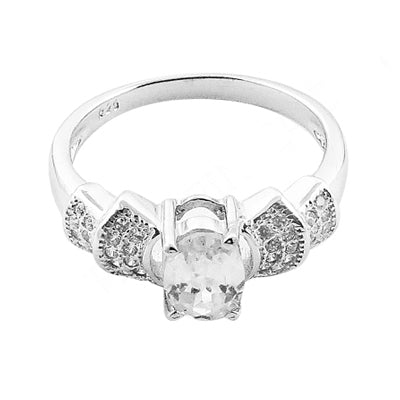 925 silver oval cut ring with cubic zirconia for women