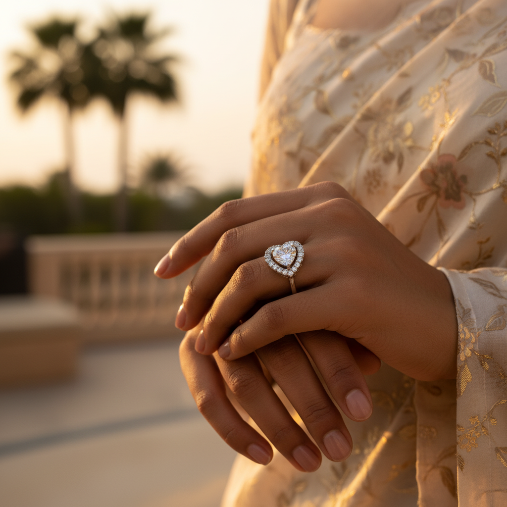 925 Silver Heart Halo Ring | Diamond Simulant | Gift