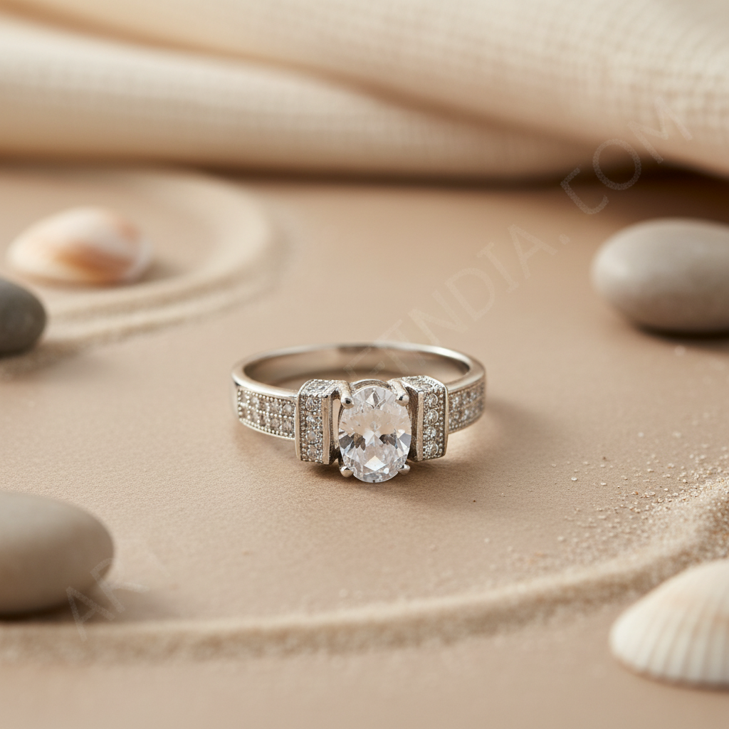 925 Silver Oval White Gemstone Ring for Women | Gift Jewelry