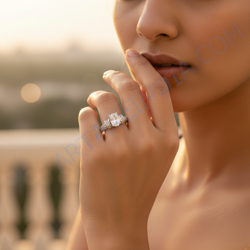 Silver Oval Cut Cubic Zirconia Ring for Women | Gift Jewelry