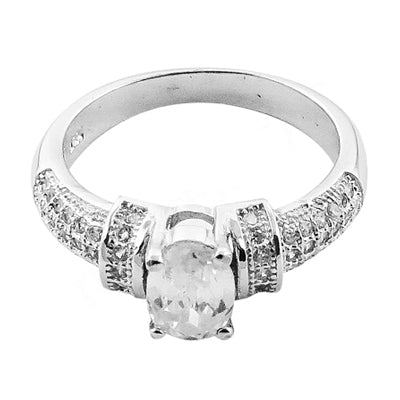 Silver oval cut cubic zirconia ring for women | gift jewelry