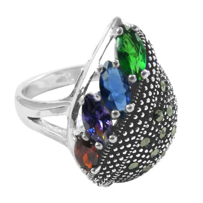 925 Silver Multi-Gemstone Ring for Women | Cocktail Ring