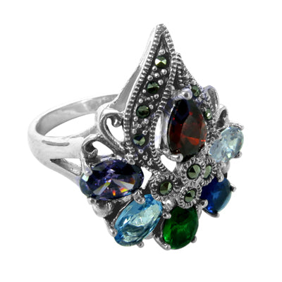 925 Silver Multi-Gemstone Ring for Women | Cocktail Ring