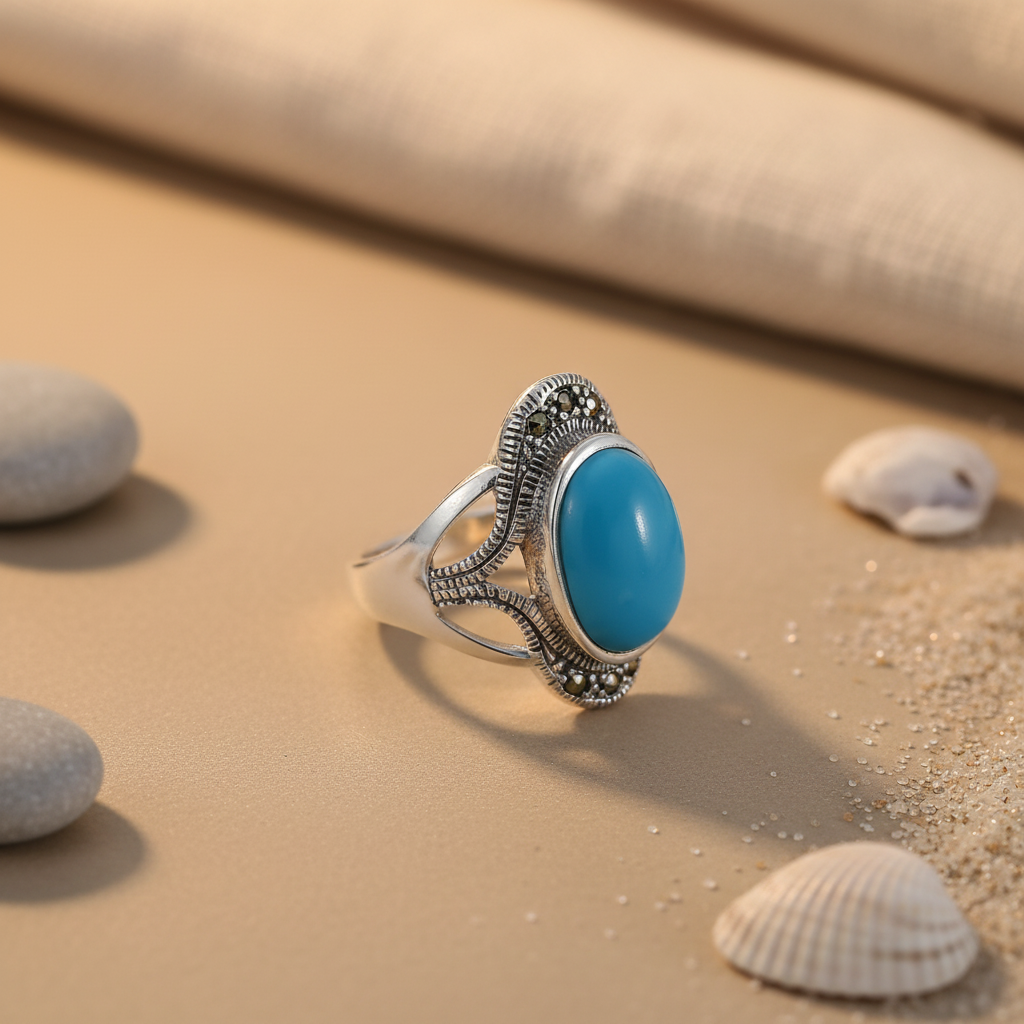 925 Silver Turquoise Ring for Women | Gemstone Jewelry