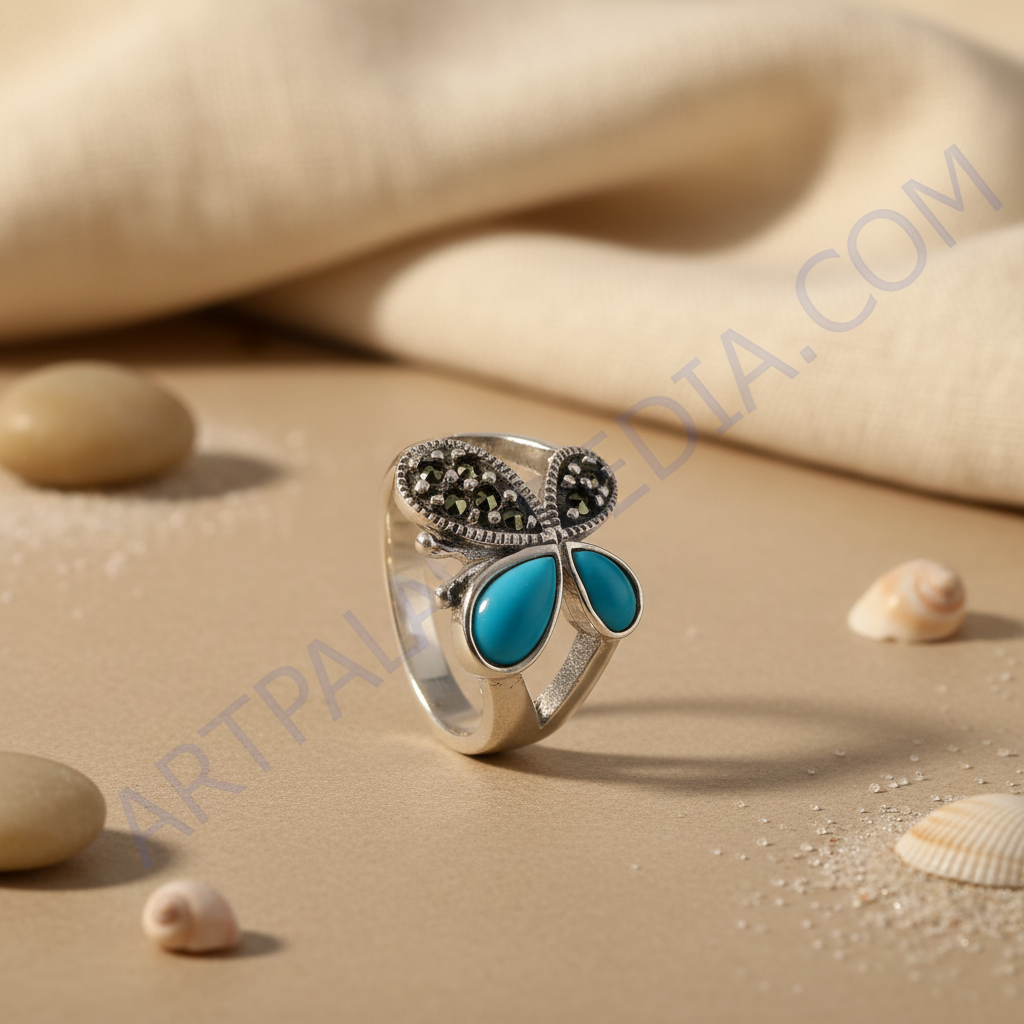 925 Silver Turquoise Butterfly Ring for Women | Gift