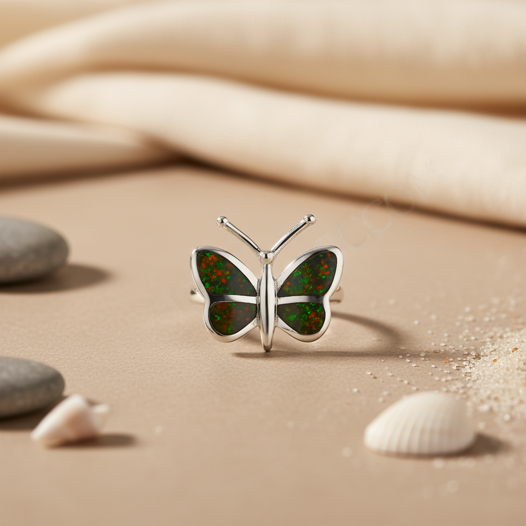925 Silver Butterfly Opal Ring for Women | Gift Jewelry