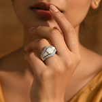 Load image into Gallery viewer, Silver Opal Ring | Mother of Pearl &amp; Cubic Zirconia | Women&#39;s Jewelry
