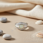 Load image into Gallery viewer, Silver Opal Ring | Mother of Pearl &amp; Cubic Zirconia | Women&#39;s Jewelry
