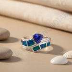 Load image into Gallery viewer, Silver Tanzanite &amp; Opal Ring for Women | Statement Ring
