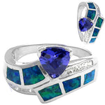 Load image into Gallery viewer, Silver Tanzanite &amp; Opal Ring for Women | Statement Ring
