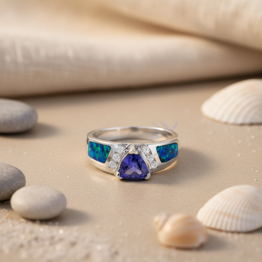 925 Silver Tanzanite Opal Ring for Women | Gift Jewelry