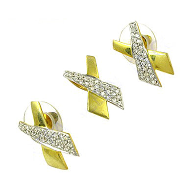 Gold plating crystal x stud earrings for women | fashion jewelry