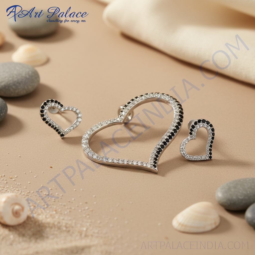 Heart stud earrings set | 925 silver cubic zirconia women's jewelry