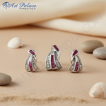 Load image into Gallery viewer, Silver Ruby Earrings Set | Dazzling Women&#39;s Jewelry | Gift
