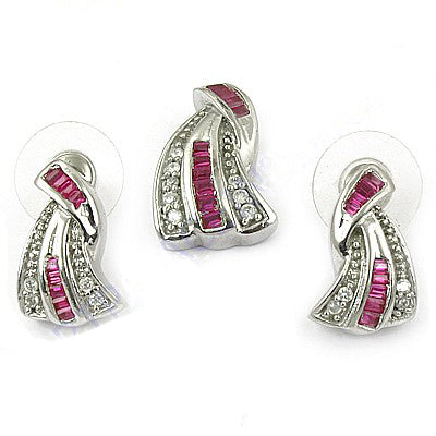 Silver Ruby Earrings Set | Dazzling Women's Jewelry | Gift