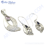 Load image into Gallery viewer, 925 sterling silver pendant and earrings set featuring gemstones, perfect for any occasion.
