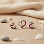 Load image into Gallery viewer, Silver Ruby Heart Jewelry Set | Earrings &amp; Pendant | For Women
