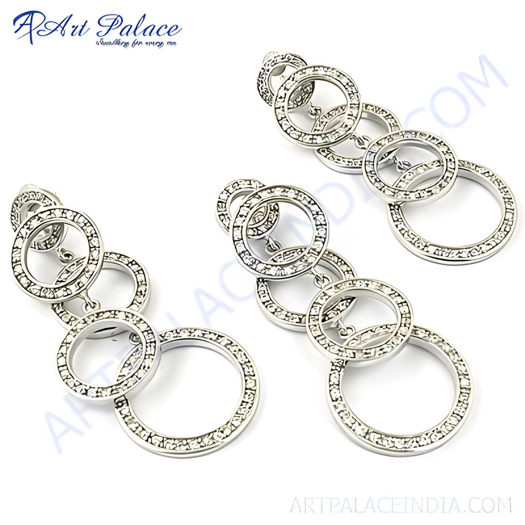 925 sterling silver drop earrings with a modern circle design, suitable for women