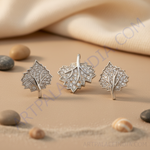 Load image into Gallery viewer, Silver Leaf Pendant and Earrings Set | Cubic Zirconia Jewelry
