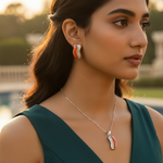 Load image into Gallery viewer, Silver Coral Gemstone Jewelry Set | Women's Gift | Art Palace
