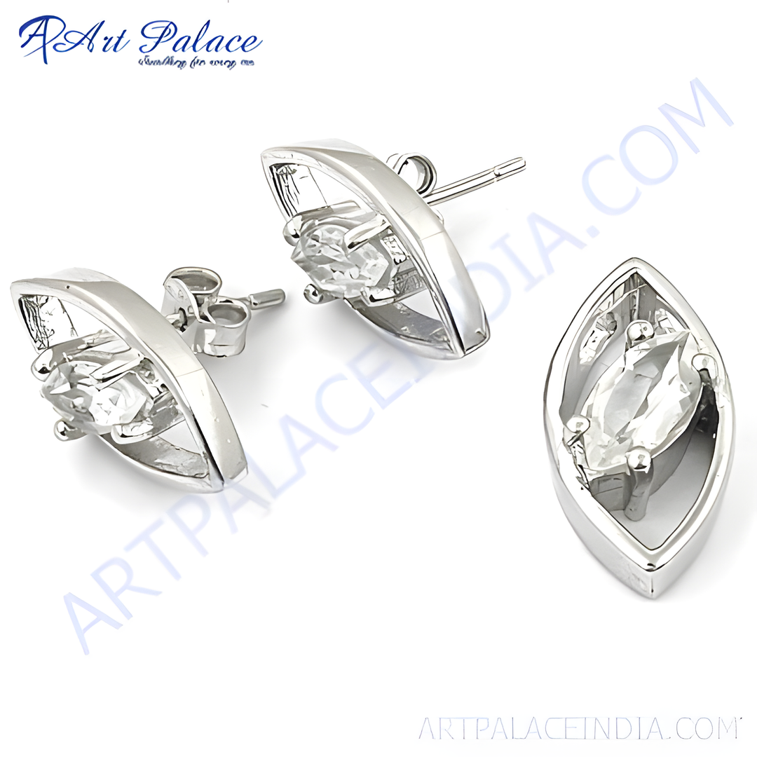 925 sterling silver stud earrings with a white gemstone, ideal for women's daily wear and gifting.
