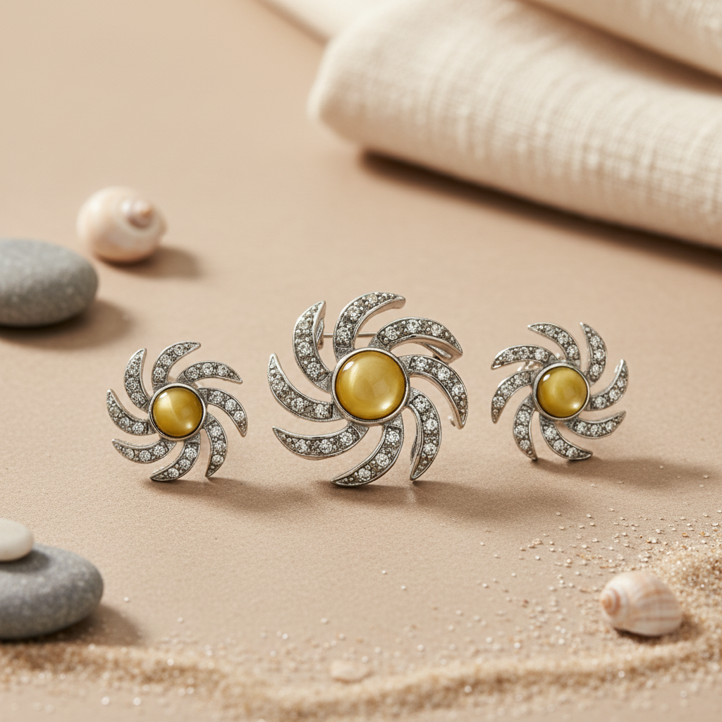 Silver Yellow Gemstone Jewelry Set for Women | Gift Idea