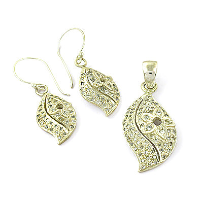gold plating Leaf Earrings and Pendant Set | Women's Jewelry Gift