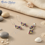 Load image into Gallery viewer, 925 Silver Multi-Gemstone Earrings &amp; Pendant Set | Women's Jewelry
