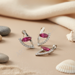 Load image into Gallery viewer, Silver Ruby Earrings and Pendant Set | Women&#39;s Jewelry Gift
