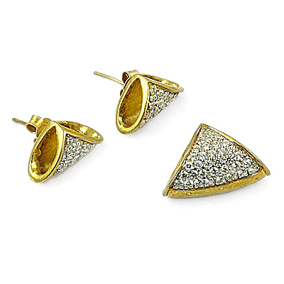 gold plating Stud Earrings with Cubic Zirconia | Women's Fashion Jewelry