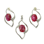 Load image into Gallery viewer, Ruby Jewelry Set: Silver Pendant &amp; Earrings | Women's Gift
