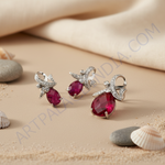 Load image into Gallery viewer, Silver Ruby Earrings and Pendant Set for Women | Gift Jewelry
