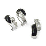 Load image into Gallery viewer, Silver Onyx &amp; Baguette Diamond Earrings for Women
