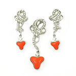 Load image into Gallery viewer, Silver Coral Earring Set for Women | Dangle Earrings | Gift
