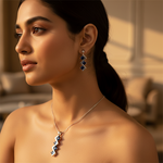 Load image into Gallery viewer, Silver Sapphire Jewelry Set for Women | Gift for Her
